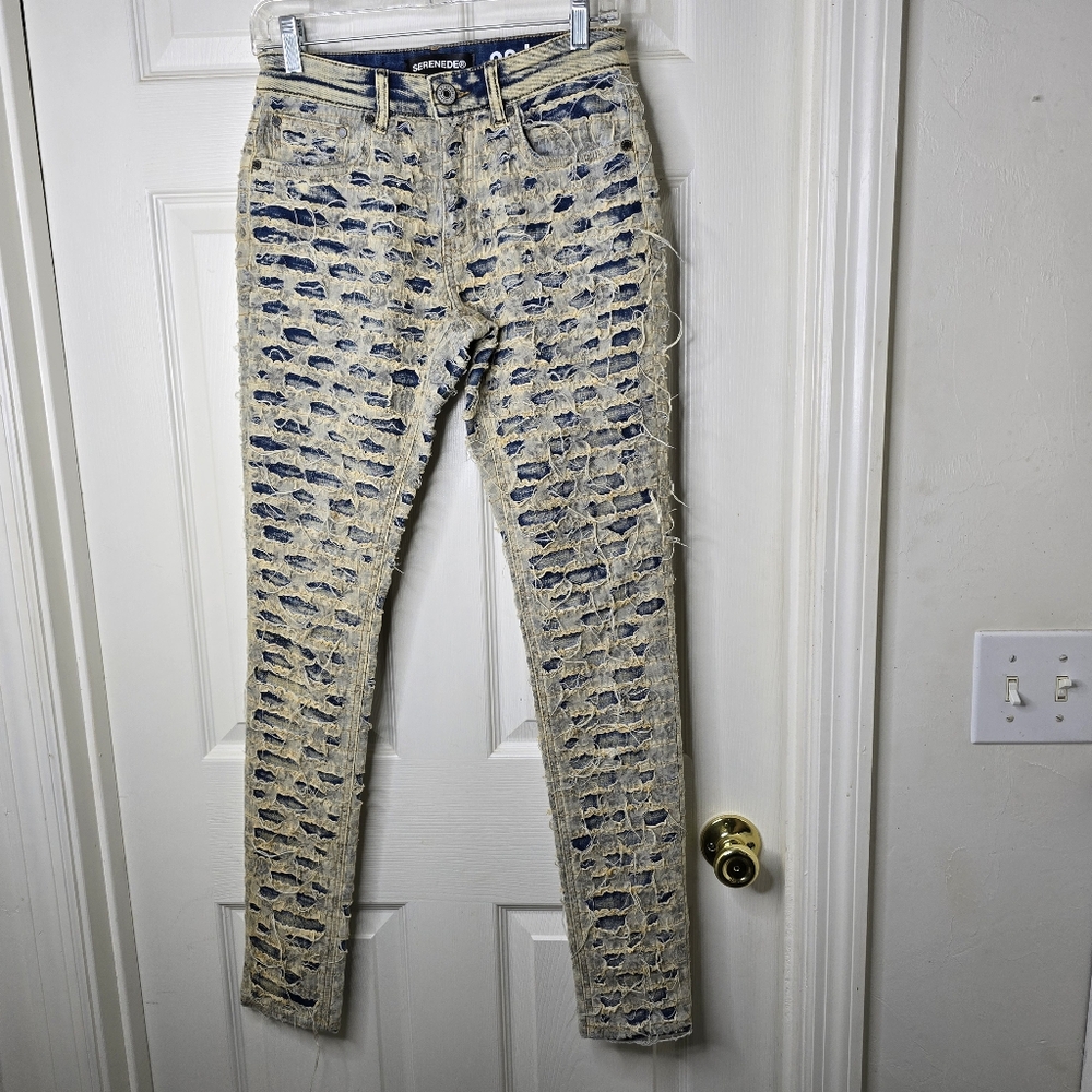 Serenade Carbon Jeans Distressed Overlay Midrise‎ Skinny Womens 28